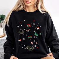 Adorable Kittens Holiday Crewneck, Christmas Cat Peek-a-Boo Sweatshirt, Festive Humorous Pet Pattern Sweater, Cat Lover Xmas Pullover