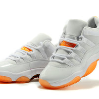 Low Top Sneakers, White Orange Colorway, Lace Up Design, Casual Gift for Sneaker Fans