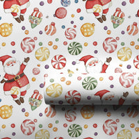 Peppermint Candy Gift Wrap, Watercolor Santa Wrapping Paper, Festive Christmas Wrapping Paper, Holiday Gift Wrap Roll, Xmas Present Paper