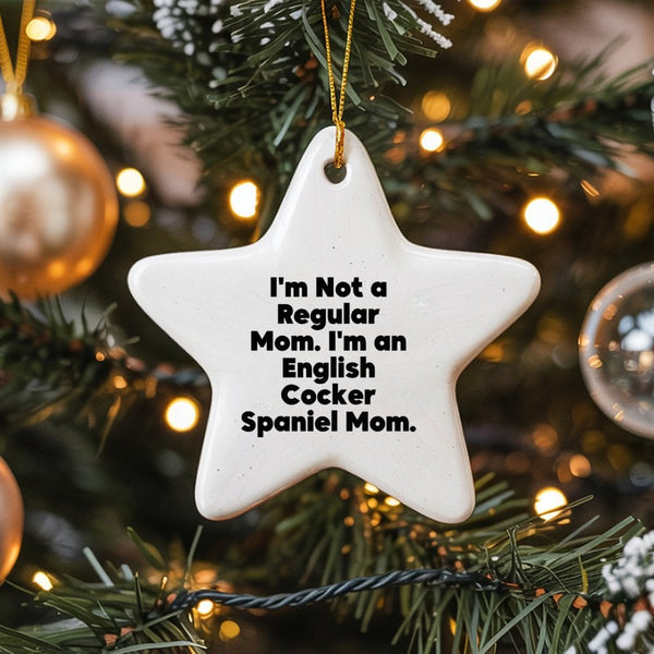 Dog Lover Star Ornament, English Cocker Spaniel Mom Ornament, Ceramic Christmas Tree Ornament, Puppy Holiday Keepsake Present
