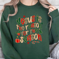 Leopard Print Christian Christmas Crewneck, Jesus Is the Reason for the Season Sweatshirt, Faith Holiday Pullover, Winter Jesus Sweater