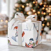 Caroling Snowman Gift Wrap, Singing Snowman Christmas Wrapping Paper, Watercolor Winter Wrapping Paper, Festive Xmas Present Wrapping Paper