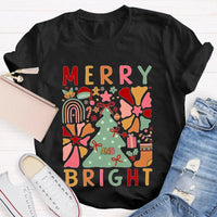 Festive Holiday Graphic Tee, Merry and Bright Christmas Trees T-Shirt, Adorable Winter Tree Shirt, Christmas Season Unisex Apparel Present