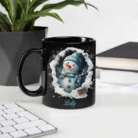 Personalized Name 3D Winter Coffee Mug, Custom Snowman Ceramic Mug, Adorable Holiday Tea Coffee Cup, Christmas Mug Present for Coffee Lovers