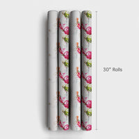 Pink Green Christmas Wrapping Paper, Watercolor Ornament Wrapping Paper, Holiday Bauble Wrapping Paper, Festive Winter Holiday Gift Wrap