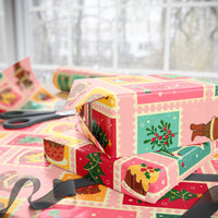Vintage Postage Stamp Gift Wrap, Retro Christmas Stamp Wrapping Paper, Holiday Stamp Gift Wrapping Paper, Classic Christmas Wrapping Paper