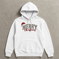 Merry Christmas Leopard Pattern Pullover, Leopard Print Christmas Hoodie, Wild Holiday Aesthetic Sweatshirt, Trendy Xmas Tree Hoodie