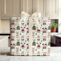Adorable Christmas Dog Gift Wrap, Dogs in Holiday Sweaters Wrapping Paper, Festive Puppy Holiday Wrapping Paper, Dog Lover Present Paper Roll