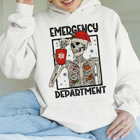 Skeleton ER Nurse Holiday Sweatshirt, Emergency Department Christmas Hoodie, Medical Healthcare Xmas Pullover, Winter ED Nurse Present