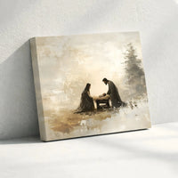 Abstract Holy Family Wall Art, Nativity Scene Canvas Print, Religious Christian Canvas Artwork, Christmas Holiday Canvas Wall Decor