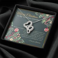 Intertwined Crystal Hearts, Double Heart Pendant Necklace, Sparkling Heart Necklace, Meaningful Christmas Present for Grandma, Love Jewelry