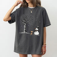 Adorable Winter Dog Snowman T-Shirt, Snowman and Puppy Dog T-Shirt, Dog Lover Christmas Snowman Shirt, Holiday Puppy Graphic Tee