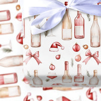 Santa Hat Wine Bottle Gift Wrap, Christmas Wine Wrapping Paper, Holiday Wine Lover Wrapping Paper, Festive Winter Drinks Gift Wrap Roll
