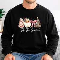 Leopard Print Santa Coquette Bow Sweater, Tis the Season Christmas Sweatshirt, Girly Preppy Xmas Crewneck, Adorable Holiday Sweatshirt