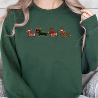 Adorable Wiener Dog Holiday Sweatshirt, Dachshund Christmas Sweatshirt, Retro Pet Lover Xmas Crewneck, Dachshund Dog Sweatshirt, Dog Mom Present
