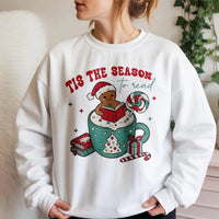 Gingerbread Book Lover Christmas Crewneck, Tis the Season to Read Sweatshirt, Adorable Holiday Reader Pullover, Librarian Xmas Sweater