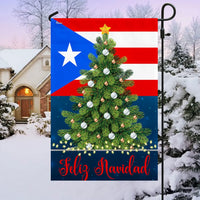 Christmas Tree Yard Flag, Puerto Rico Feliz Navidad Garden Flag, Double Sided Boricua Holiday Lawn Flag, Puerto Rican Xmas Yard Decor