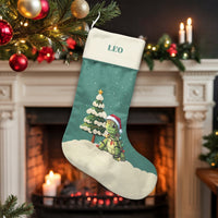 Personalized Sea Turtle Holiday Stocking, Adorable Sea Turtle Christmas Stocking, Turtle with Santa Hat Christmas Stocking, Ocean Animal Decor