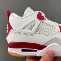 Low Top Sneakers, White Red Gray Colorway, Suede Footwear, Lace Up Design, Casual Gift for Sneaker Fans
