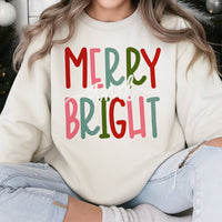 Retro Merry and Bright Sweater, Merry and Bright Sweatshirt, Merry and Bright Christmas Crewneck, Retro Holiday Pullover, Winter Present Jumper