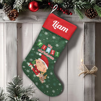 Personalized Custom Name Holiday Stocking, Baby's First Christmas Stocking, Velboa Velvet Christmas Stocking, Keepsake Newborn Present