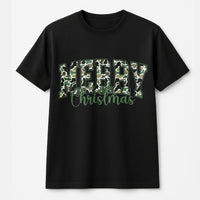 Camo Christmas Shirt, Camo Merry Christmas T-Shirt, Woodland Camo Holiday Tee, Hunting Christmas Graphic Shirt, Outdoor Hunter Present Tee