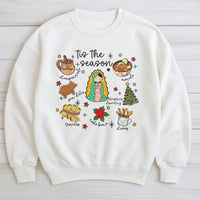 Virgen De Guadalupe Holiday Crewneck, Mexican Christmas Sweatshirt, Feliz Navidad Graphic Sweater, Latino Heritage Christmas Sweatshirt