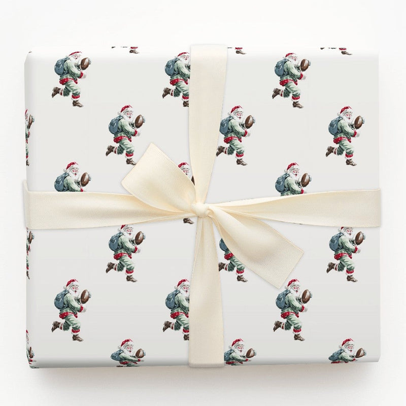 Vintage Sports Santa Wrapping Paper, Football Santa Wrapping Paper, Game Day Holiday Wrapping Paper, Christmas Gift Wrap Roll