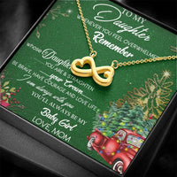 Christmas Heart Necklace, Infinity Heart Necklace for Daughter, Gold Finish Infinity Necklace, Daughter Holiday Necklace, Present from Mom