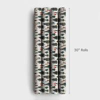 Winter Village Landscape Gift Wrap, Christmas Tree Farm Wrapping Paper, Painterly Holiday Wrapping Paper, Festive Market Gift Wrap Roll