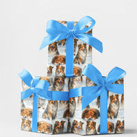 Sheltie Christmas Gift Wrap, Shetland Sheepdog Wrapping Paper, Snowflake Dog Holiday Wrapping Paper, Adorable Dog Lover Christmas Paper Roll