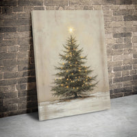 Winter Holiday Pine Tree Wall Decor, Rustic Christmas Tree Wall Art Canvas, Vintage Festive Canvas Print, Christmas Tree Wall Hanging Present
