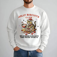 Jolly Biscuits Baking Graphic Sweater, Christmas Cat Sweatshirt, Adorable Holiday Cat Lover Crewneck, Retro Winter Kitty Sweatshirt, Xmas Present