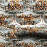 Snowy Carnival Christmas Gift Wrap, Vintage Winter Carousel Wrapping Paper, Nostalgic Holiday Wrapping Paper, Festive Winter Fair Gift Wrap