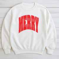 Varsity Holiday Sweatshirt, Merry Christmas Sweatshirt, Retro Arch Lettering Crewneck, Comfy Winter Pullover, Festive Xmas Present Sweatshirt