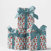 Christmas Puppy Gift Wrap, Winter Whimsy Dog Wrapping Paper, Blue Snowflake Dog Paper Roll, Holiday Pet Gift Wrap, Xmas Wrapping Paper