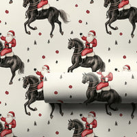 Equestrian Christmas Gift Wrap, Santa Riding Black Horse Wrapping Paper, Festive Horse Lover Wrapping Paper, Holiday Present Paper