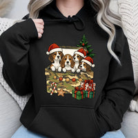 Puppies in Gift Box Hoodie, Beagle Christmas Hoodie, Adorable Beagle Dog Sweatshirt, Christmas Pet Lover Hoodie, Winter Dog Holiday Apparel