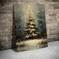 Winter Forest Canvas Print, Glowing Christmas Tree Canvas Wall Art, Impressionist Christmas Canvas Decor, Holiday Wall Art, Xmas Home Present