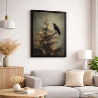 Dark Academia Winter Canvas Print, Gothic Raven Christmas Canvas Art, Moody Holiday Wall Art, Gothic Christmas Canvas, Witchy Winter Present