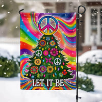 Rainbow Tie-Dye Xmas Tree Flag, Hippie Peace Sign Christmas Garden Flag, Boho Holiday Garden Flag, Double-Sided Yard Decor Present