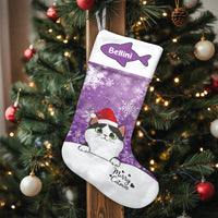 Adorable Kitten Christmas Stocking, Personalized Cat Santa Hat Christmas Stocking, Custom Pet Holiday Stocking, Cat Lover Holiday Mantle Present
