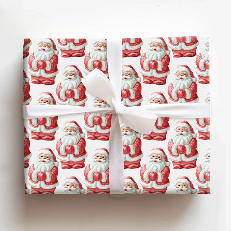 Retro Christmas Gift Wrap, Vintage Santa Claus Wrapping Paper, Nostalgic Holiday Wrapping Paper, Classic Santa Figure Gift Wrap Roll