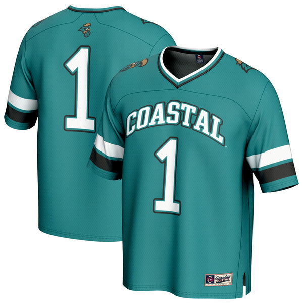 #1 Coastal Carolina Chanticleers Lightweight Collegiate Football Fashion Jersey - Teal