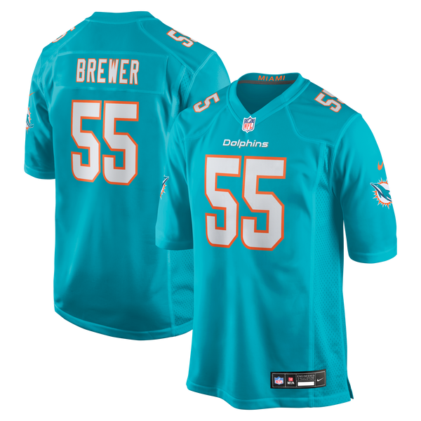 Miami Dolphins Aaron Brewer Aqua Game Jersey