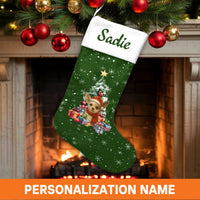 Custom Name Dog Holiday Stocking, Personalized Chihuahua Christmas Stocking, Adorable Puppy Pet Lover Christmas Stocking, Festive Home Decor