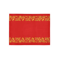 Red Christmas Holiday Runner Rug, Golden Leaves and Berries Runner Rug, Winter Hallway Runner Rug, Non-Slip Seasonal Floor Mat