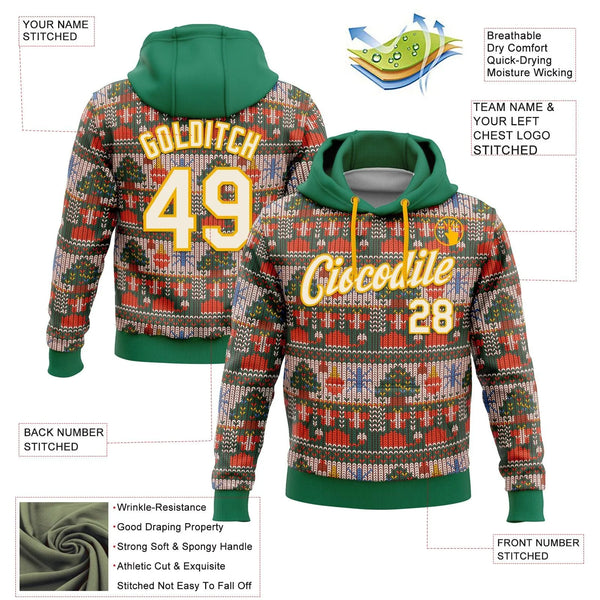 Personalized Name and Number Hoodie, Custom Christmas Sweater Hoodie, Holiday Sports Fan Sweatshirt, Custom Xmas Pullover Hoo