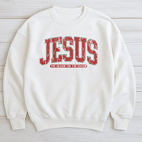 Christian Christmas Crewneck, Jesus Is the Reason for the Season Sweatshirt, Distressed Varsity Holiday Sweater, Faith Winter Pullover Present