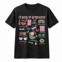 Humorous Eye Doctor Christmas Shirt, 12 Days of Optometry T-Shirt, Optician Holiday Tee, Ophthalmologist Graphic T-Shirt, Vision Clinic Present